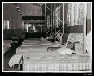 Dormitory with rows of beds, Australian Migrant Cente