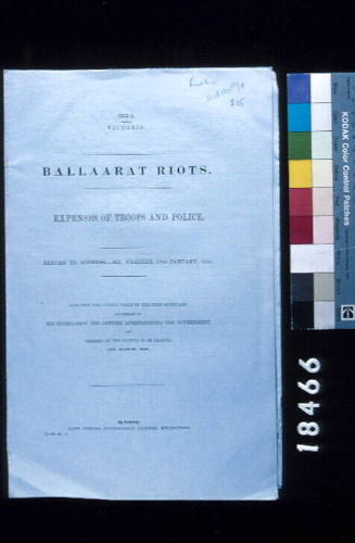 Expenses of troops and police associated with the Ballarat riots