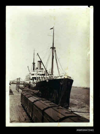 SS BAHIA CASTILLO docked at a wharf with passengers on board