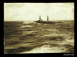 USS OKLAHOMA underway in high seas