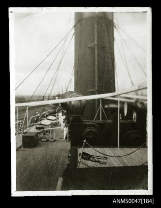 Deck of a cargo or passenger steamship