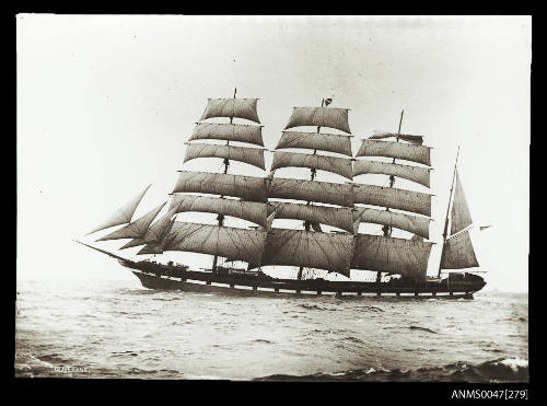 Barque OLIVEBANK under sail at sea