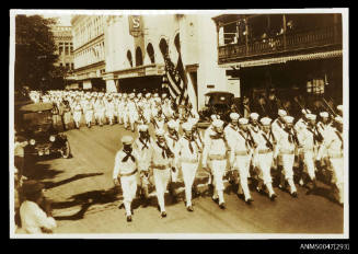 American sailors marching down an Australian city street on a fleet visit