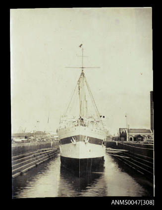 TSS KAROOLA as a WWI hospital ship, in dry dock