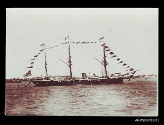 HMS ROYALIST anchored in a harbour