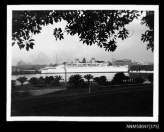 Matson Line passenger liner SS MARIPOSA, 18,017 tonnes, docked at a wharf in Sydney