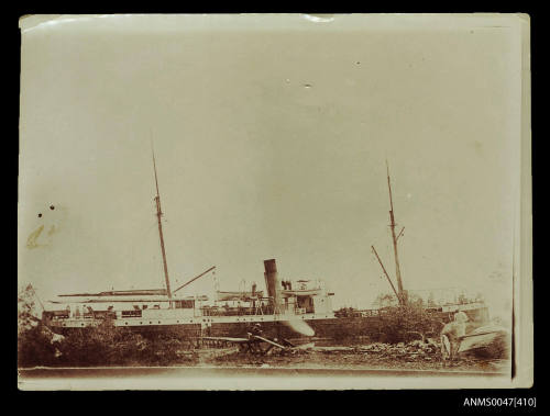 Warrnambool Steam Navigation Company ship SS OTWAY moored at a river bank