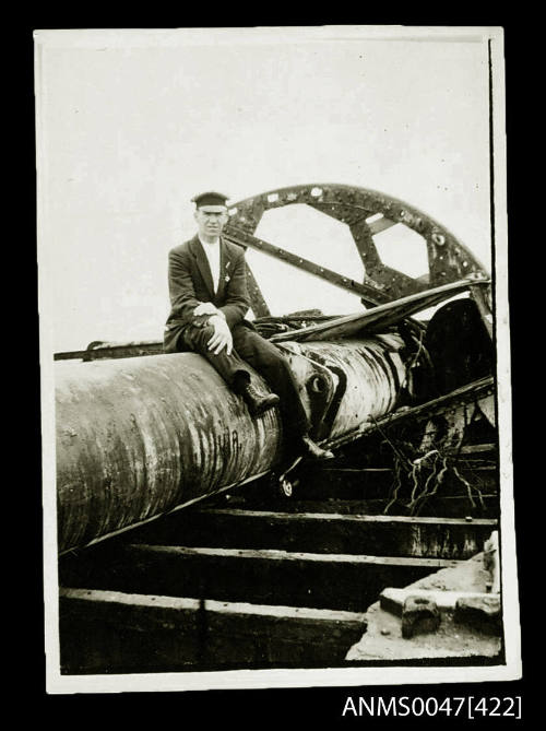 Mainmast and deck of the shipwrecked barque ADOLPHE on Newcastle breakwater