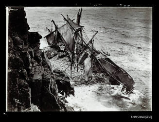 Three masted steel barque GUNVOR, 1943 tonnes, wrecked off Lands-End, Cornwall, England