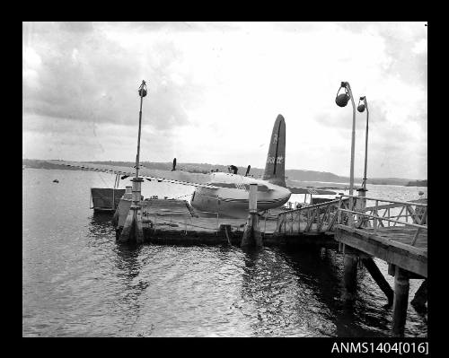 Ansett Airways flying boat at Rose Bay wharf