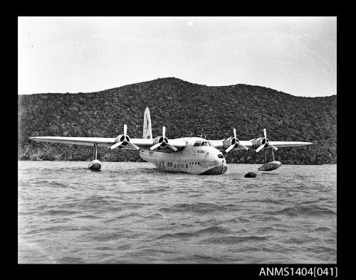 Ansett Airways flying boat BEACHCOMBER on the water at Lord Howe Island