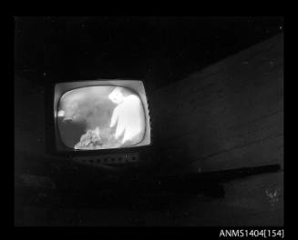 Photographic negative showing test broadcast from AWA underwater television camera