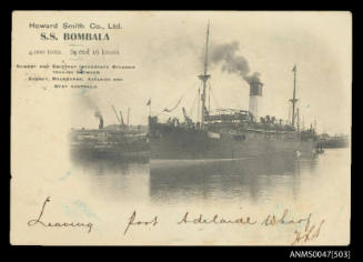 SS BOMBALA leaving Port Adelaide wharf