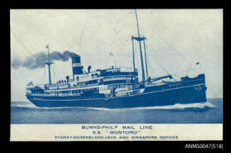 Burns-Philp Mail Line SS MONTORO Sydney - Queensland - Java and Singapore service