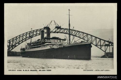 Orient Line RMS ORAMA  20,000 Tons : Sydney 14 August 1930