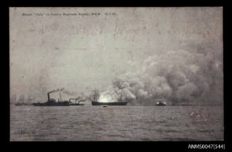 Barque ITATA in flames Newcastle Harbour 12 January 1906