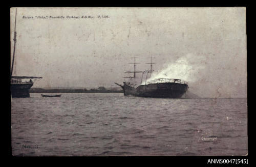 Barque ITATA in flames Newcastle Harbour 12 January 1906