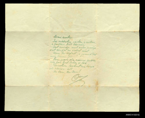 Letter including pledge of marriage, five leaf clover and photgraph of Oskar and Magda