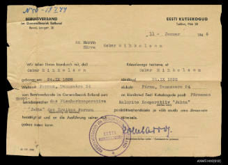 Account sheet relating to Oskar's job with German shipping company