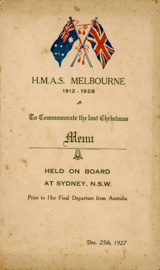 HMAS MELBOURNE (1912-1928) to Commemorate the last Christmas held on board prior to Her Final Departure from Australia