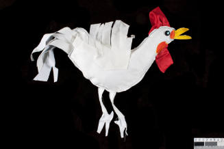 Fabric model chicken from model of Sinozich family's farm in Edmondson Park, Sydney