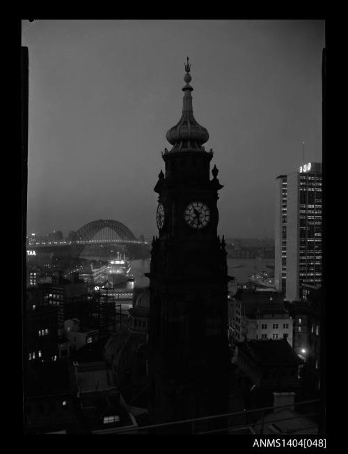 Lands Department building in Sydney with SS CANBERRA and TSMV BULOLO in background