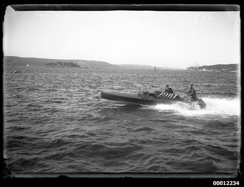 Motor boat QUEENSLAND at the 1912 Motor Boat Championship, Sydney Harbour