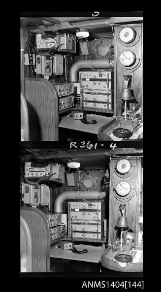 Photographic negative strip showing communications equipment on board the tug STELLA MARIS for the Sydney to Hobart Yacht Race