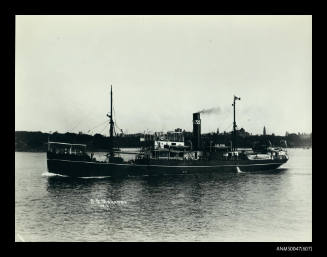 SS MAKAMBO, Burns Philp Line, under way in Sydney Harbour