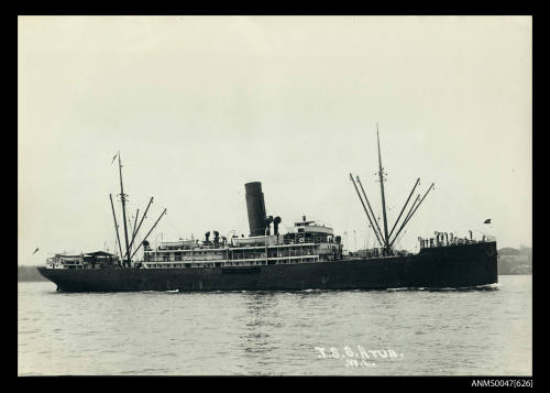 Passenger cargo ship TSS ATUA under way in harbour