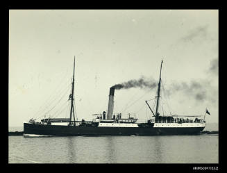 SS FERRET under way off distant shore on starboard side