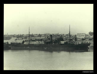SS CAMIRA cargo ship berthed at Adelaide Steamship Co Ltd wharf on starboard side