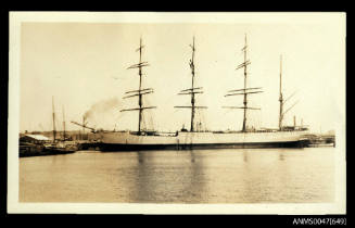 HERZOGIN CECILIE steel four masted barque berthed at wharf on starboard side