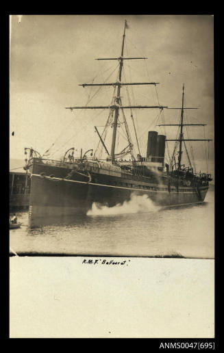 RMS BALLAARATpassenger ship just off wharf on starboard side