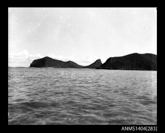 Photographic negative showing the landscape at Lord Howe Island