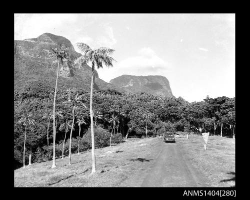 Photographic negative showing the landscape at Lord Howe Island