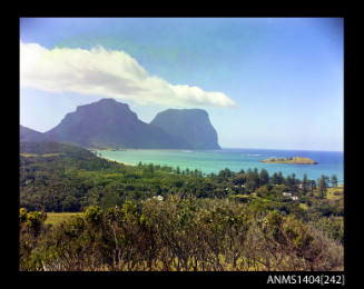 Photographic transparency showing a view across the lagoon on Lord Howe Island