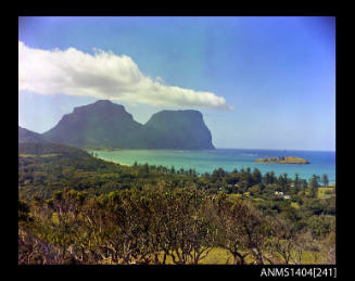 Photographic transparency showing a view across the lagoon on Lord Howe Island