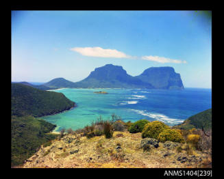 Photographic transparency showing a view across the lagoon on Lord Howe Island