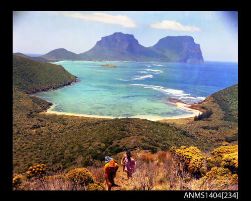 Photographic transparency showing a view across the lagoon on Lord Howe Island