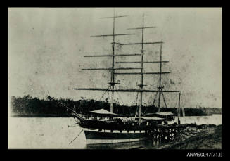 McIlwraith McEacharn Limited three masted barque SS SCOTTISH HERO berthed at a small jetty on port side