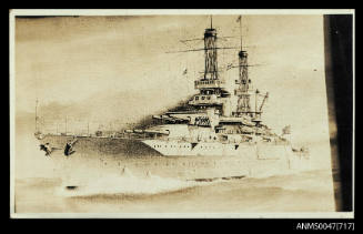USS NEW MEXICO photo taken of painting by W.W. Stewart