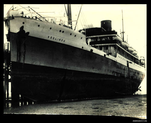 SS KOOLINDA is left high and dry at low tide at Broome