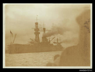 United States warships berthed at wharf during a visit to Australia