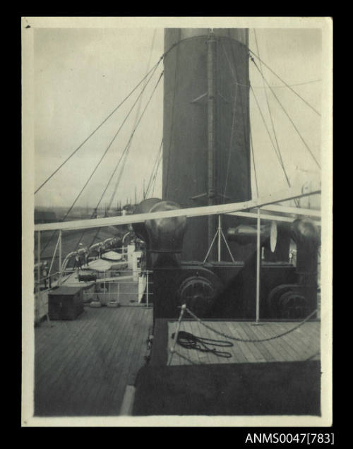 Steamship deck looking towards the funnel