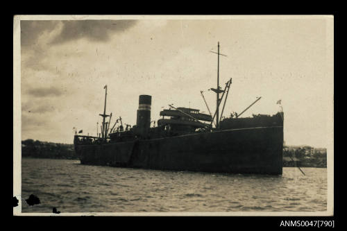 Ship at anchor in Sydney Harbour