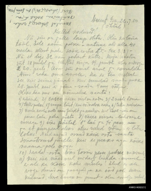 Letter from Oskar to Anu and Magda Mihkelson