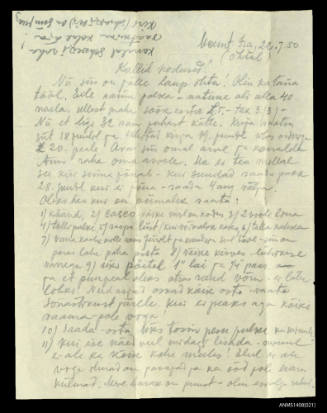 Letter from Oskar to Anu and Magda Mihkelson