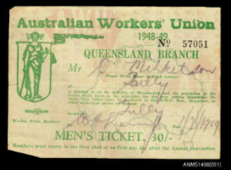 Australian Worker's Union membership ticket