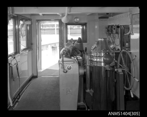 Photographic negative showing navigation equipment and controls on the bridge of ship GLADSTONE STAR